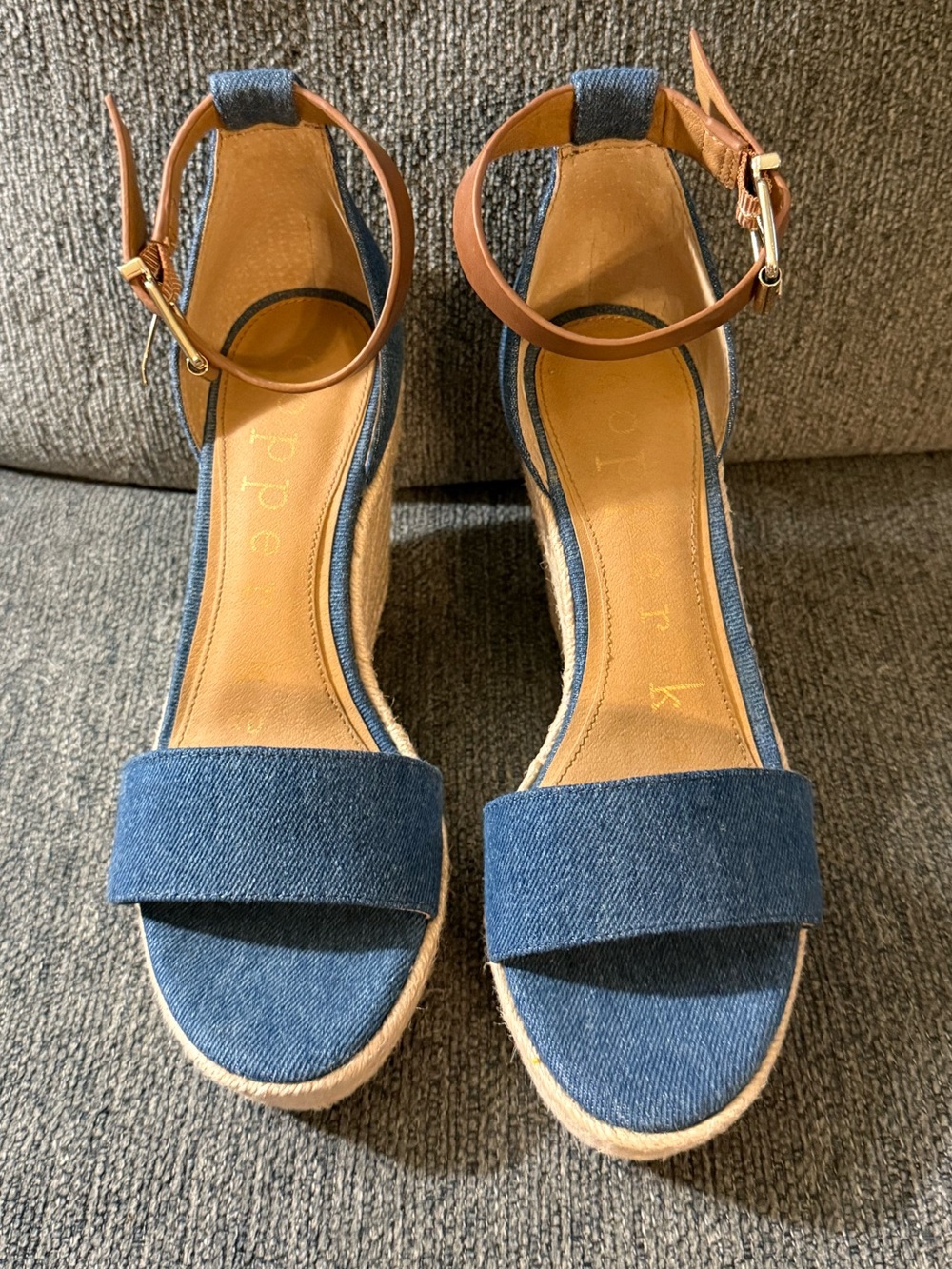 NWOT-Copper Key Denim Blue Espadrille Wedge Sandals